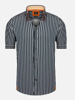 Aire Navy Overhemd Korte Mouw
