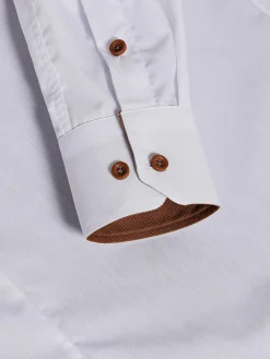 Ales Solid Structured White Overhemd Lange Mouw
