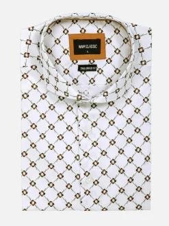Alicante White Floral Print Overhemd Lange Mouw