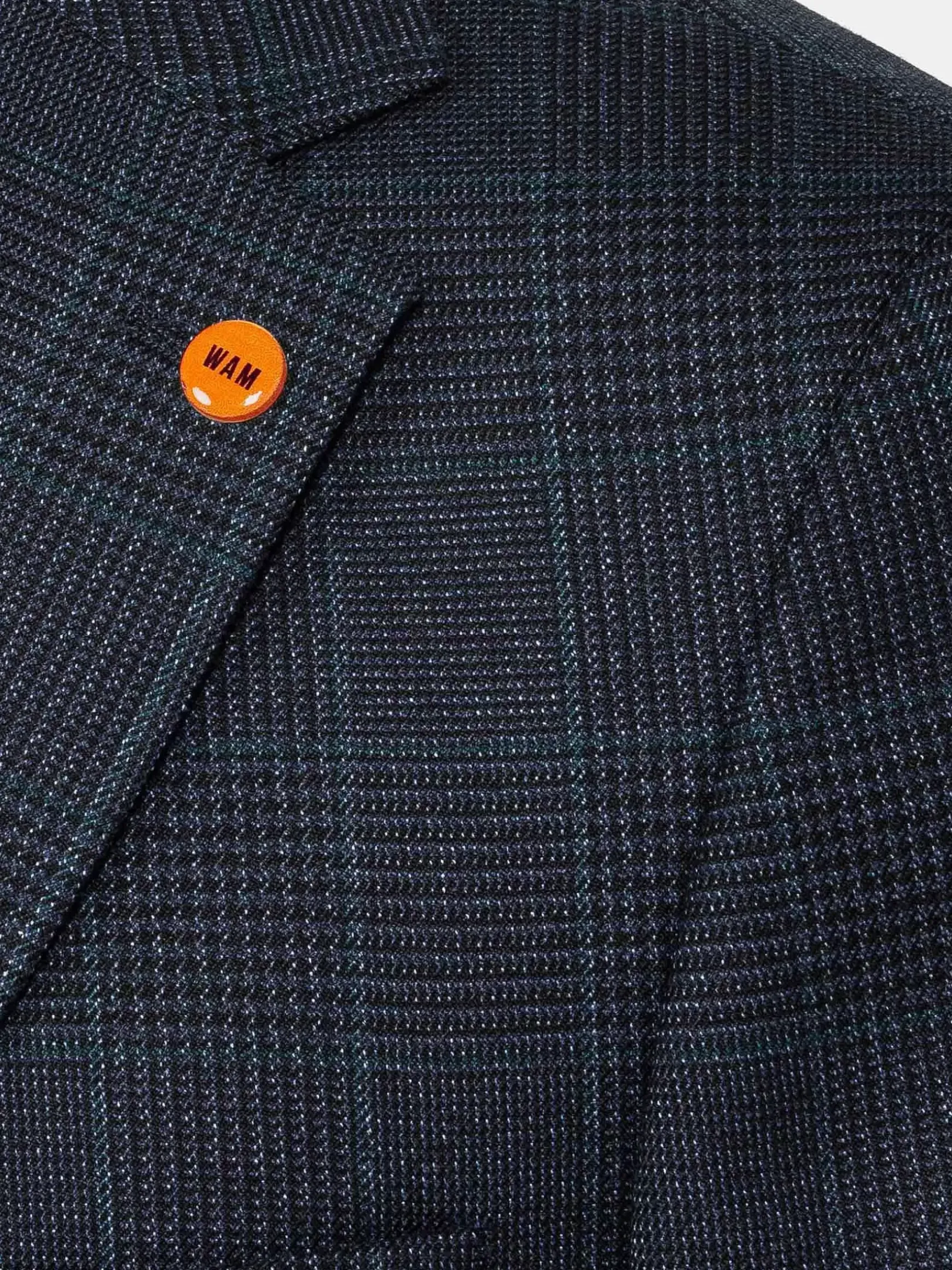 Amalfi Glen Check Wide Lapel Navy Suit Colbert
