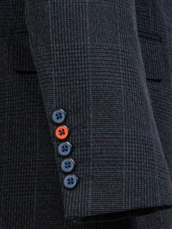 Amalfi Glen Check Wide Lapel Navy Suit Colbert