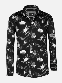 Astoria Floral Black Overhemd Lange Mouw