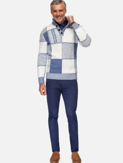 Cambridge Pattern Blue White Truien