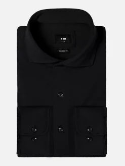 Everest Spread Collar Black Overhemd Lange Mouw