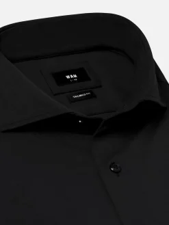 Everest Spread Collar Black Overhemd Lange Mouw