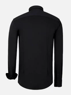 Everest Spread Collar Black Overhemd Lange Mouw