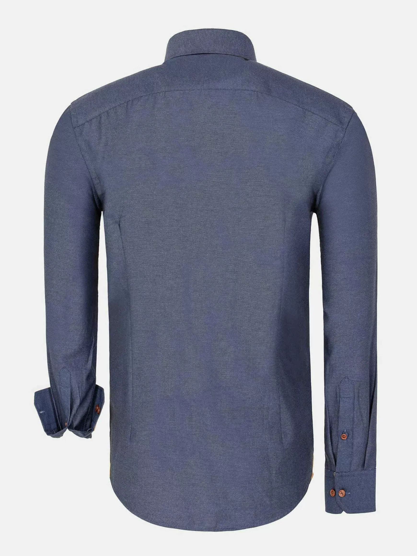 Flers Double Collar Dark Indigo Overhemd Lange Mouw