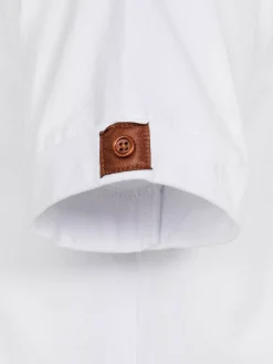 Korfual Casual V-Neck Button T-Shirt White