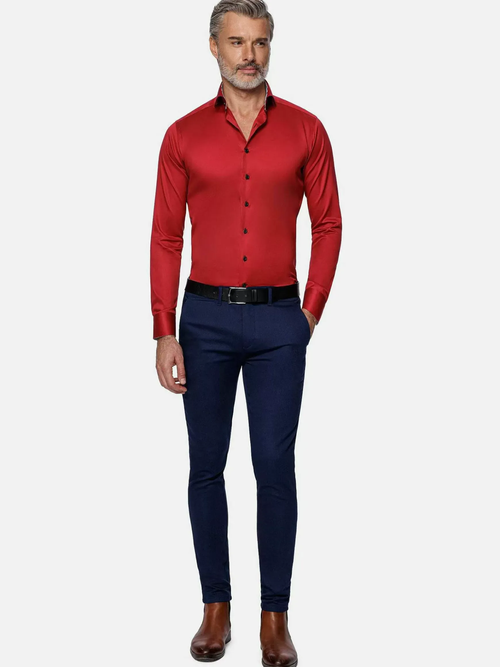 Lance Solid Red Overhemd Lange Mouw