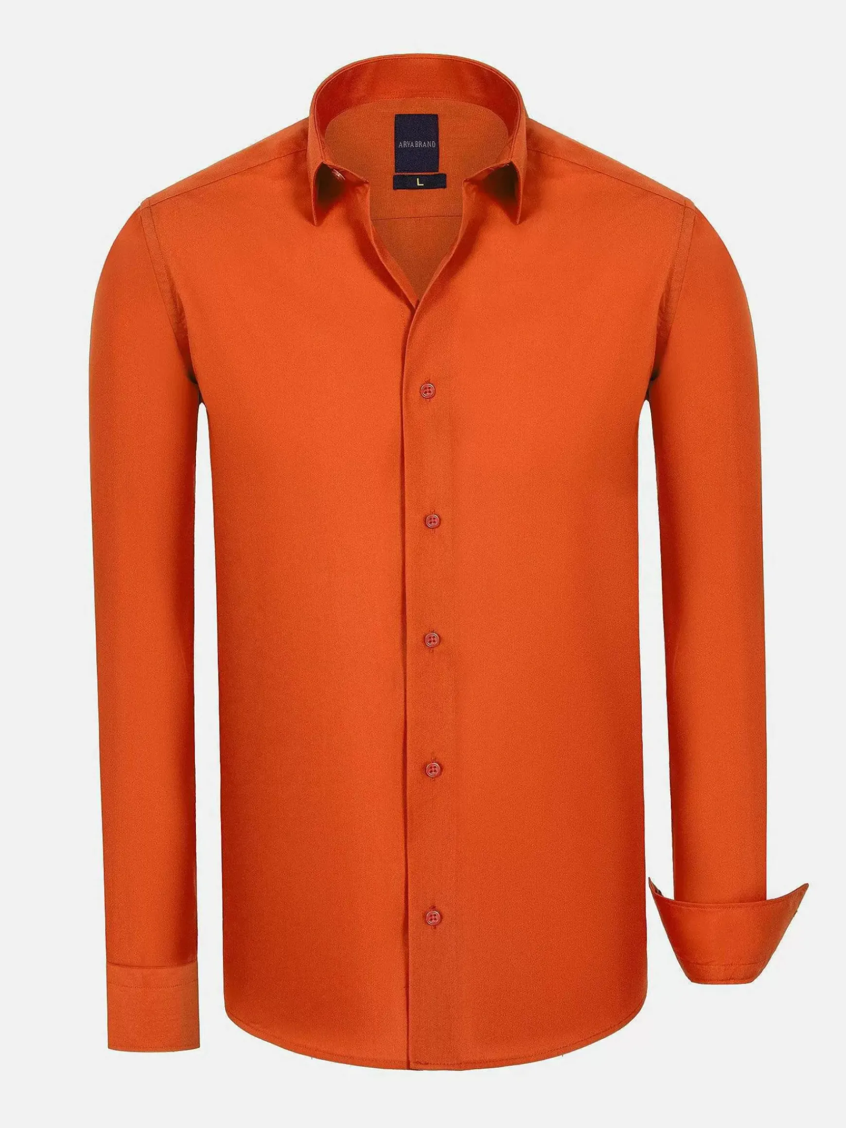 Leira Solid Dark Orange Overhemd Lange Mouw
