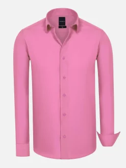 Leira Solid Dark Pink Overhemd Lange Mouw
