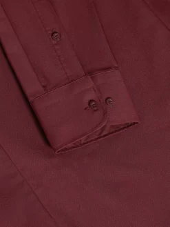 Leira Solid Dark Red Overhemd Lange Mouw