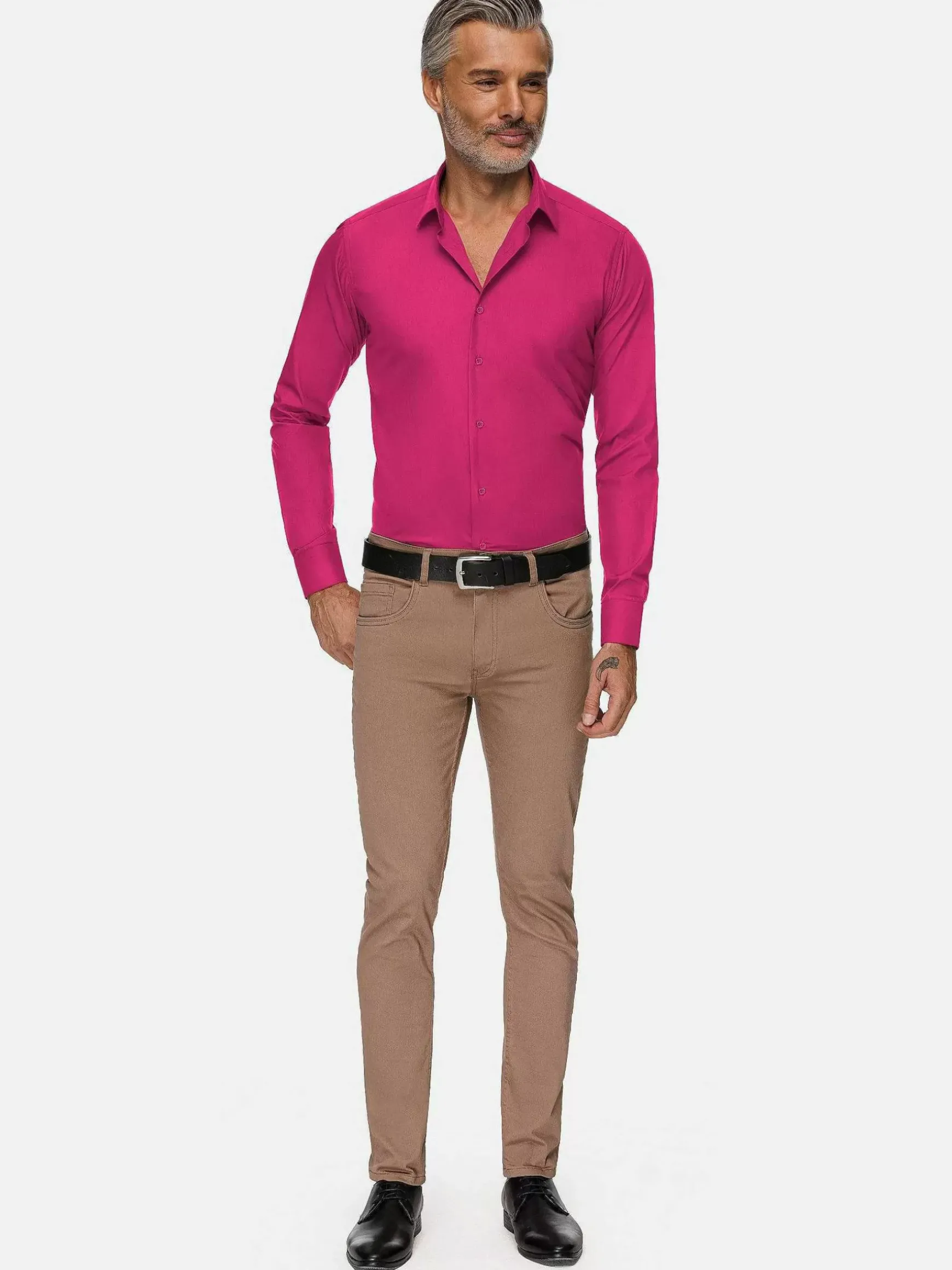 Leira Solid Fuchsia Overhemd Lange Mouw