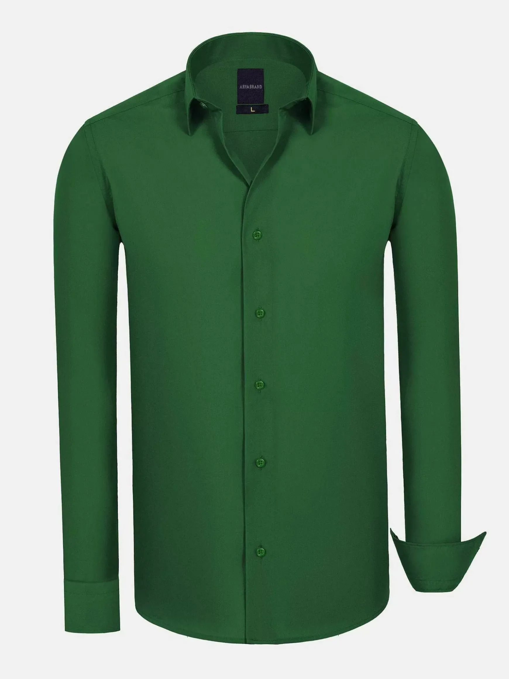 Leira Solid Green Overhemd Lange Mouw
