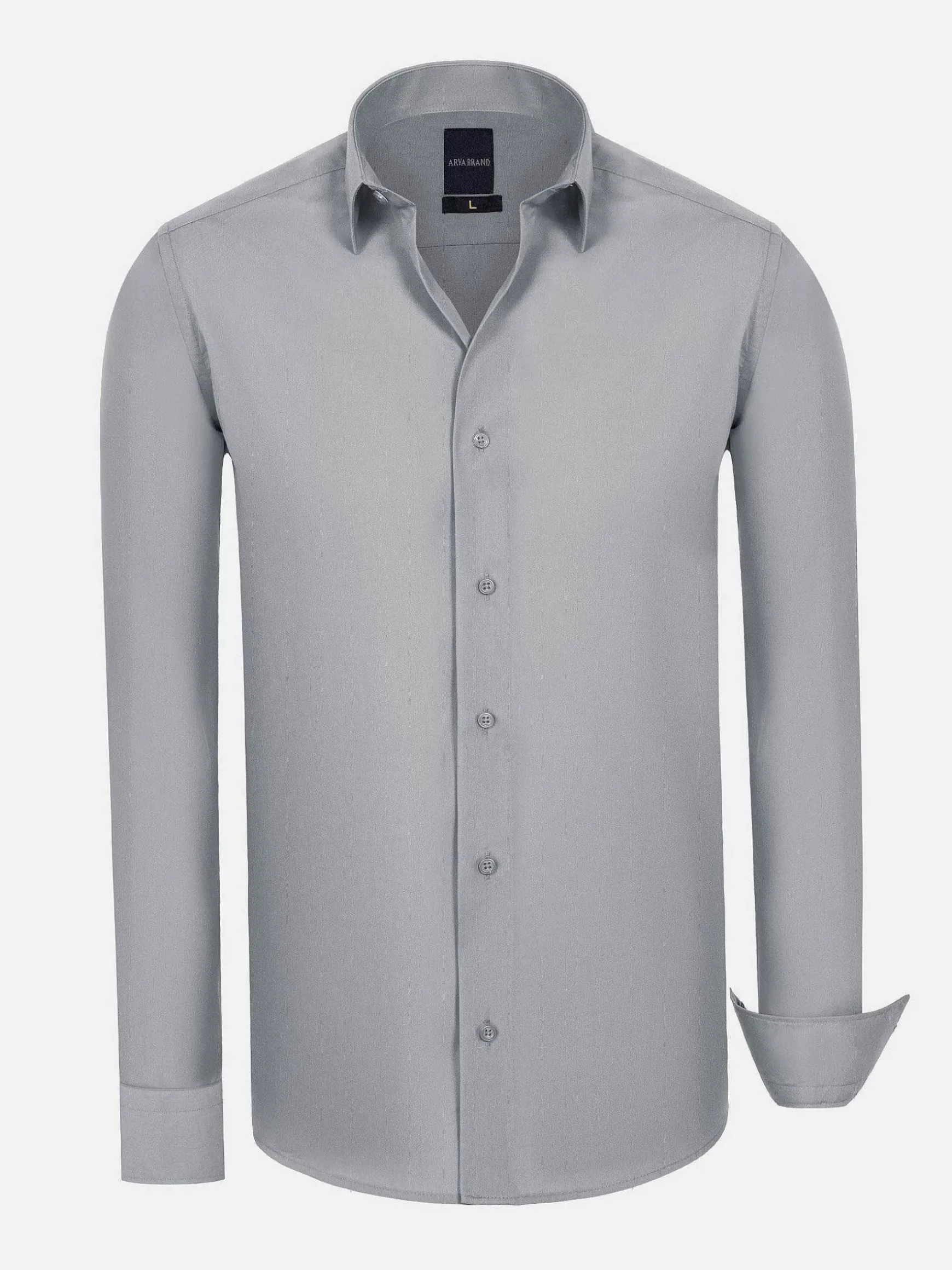 Leira Solid Grey Overhemd Lange Mouw