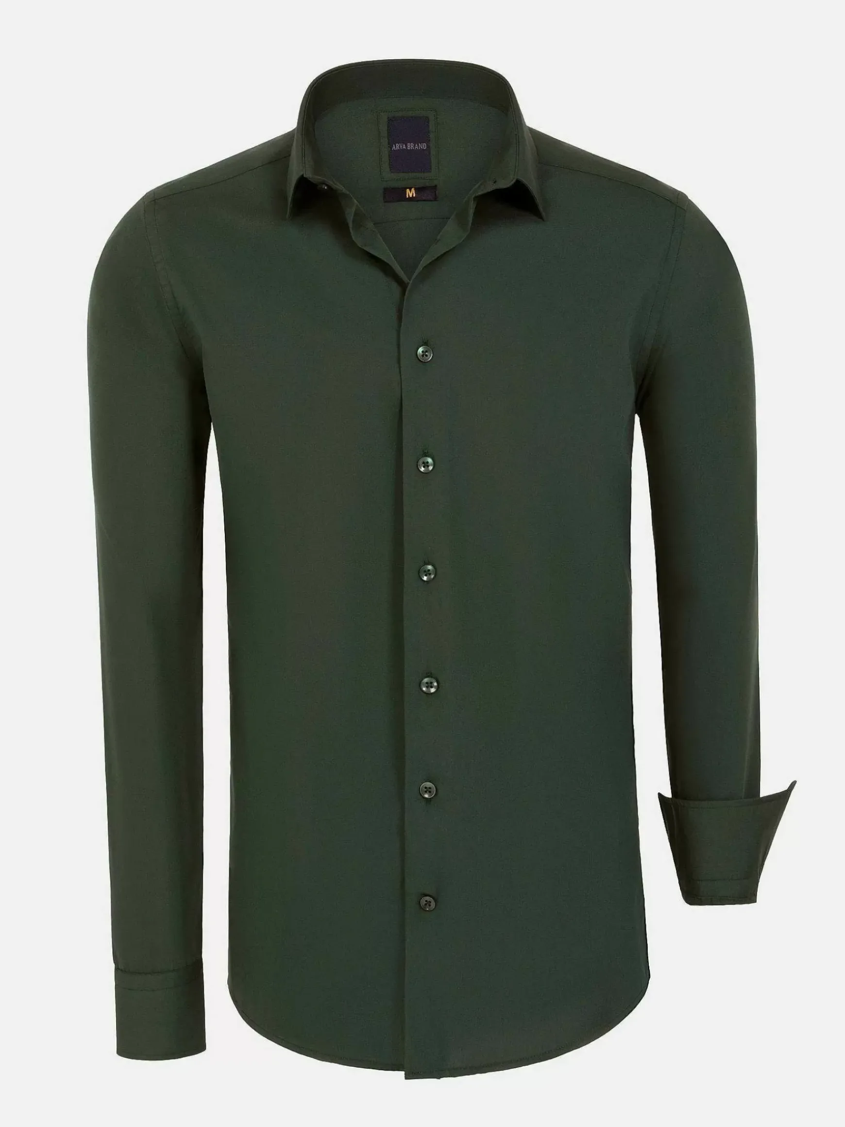 Leira Solid Khaki Overhemd Lange Mouw