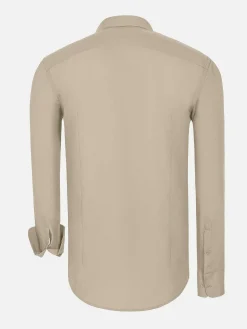 Leira Solid Light Beige Overhemd Lange Mouw