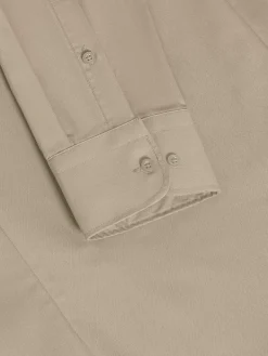 Leira Solid Light Beige Overhemd Lange Mouw