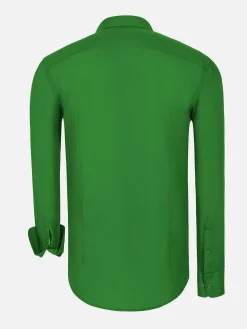 Leira Solid Light Green Overhemd Lange Mouw