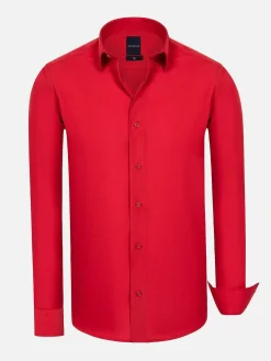 Leira Solid Red Overhemd Lange Mouw