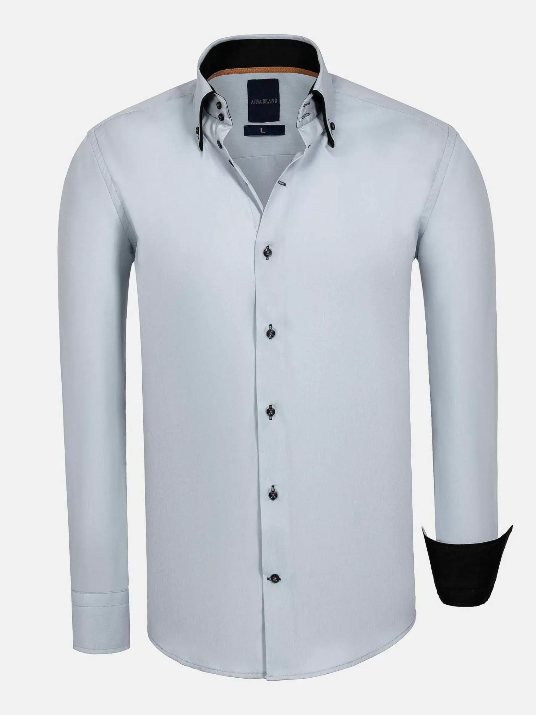 Metz Solid Grey Overhemd Lange Mouw