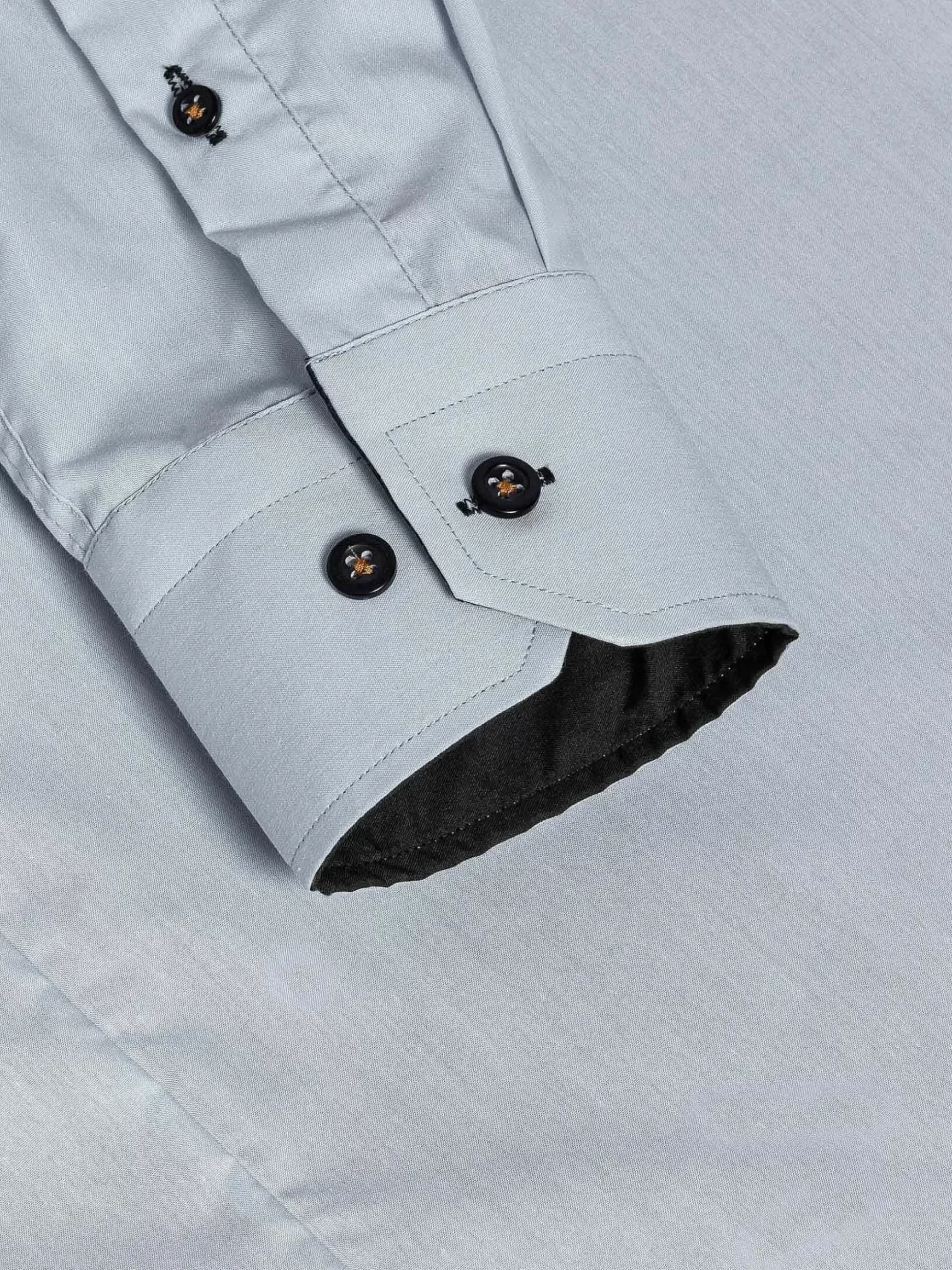 Metz Solid Grey Overhemd Lange Mouw
