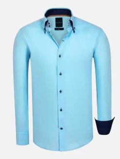 Metz Solid Turquoise Overhemd Lange Mouw