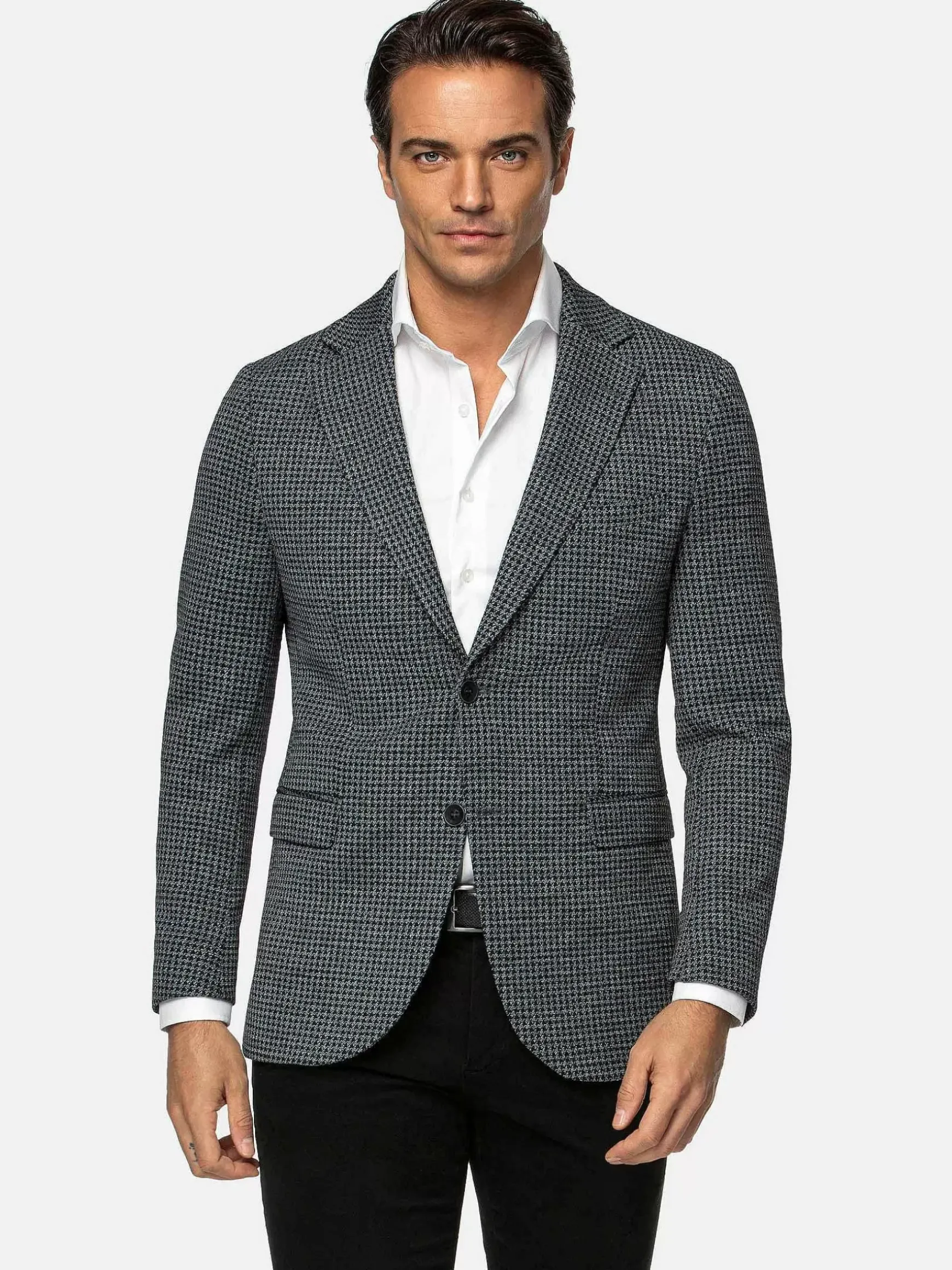 Minevra Checked Slim Fit Black Grey Colbert