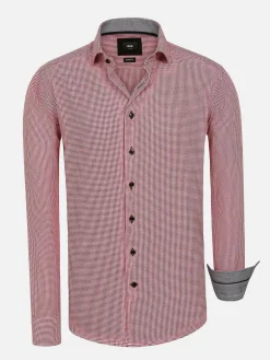 Vermilion Checkered Red Overhemd Lange Mouw