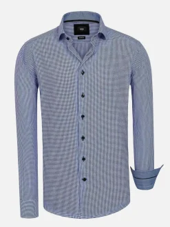 Vermilion Checkered Royal Blue Overhemd Lange Mouw