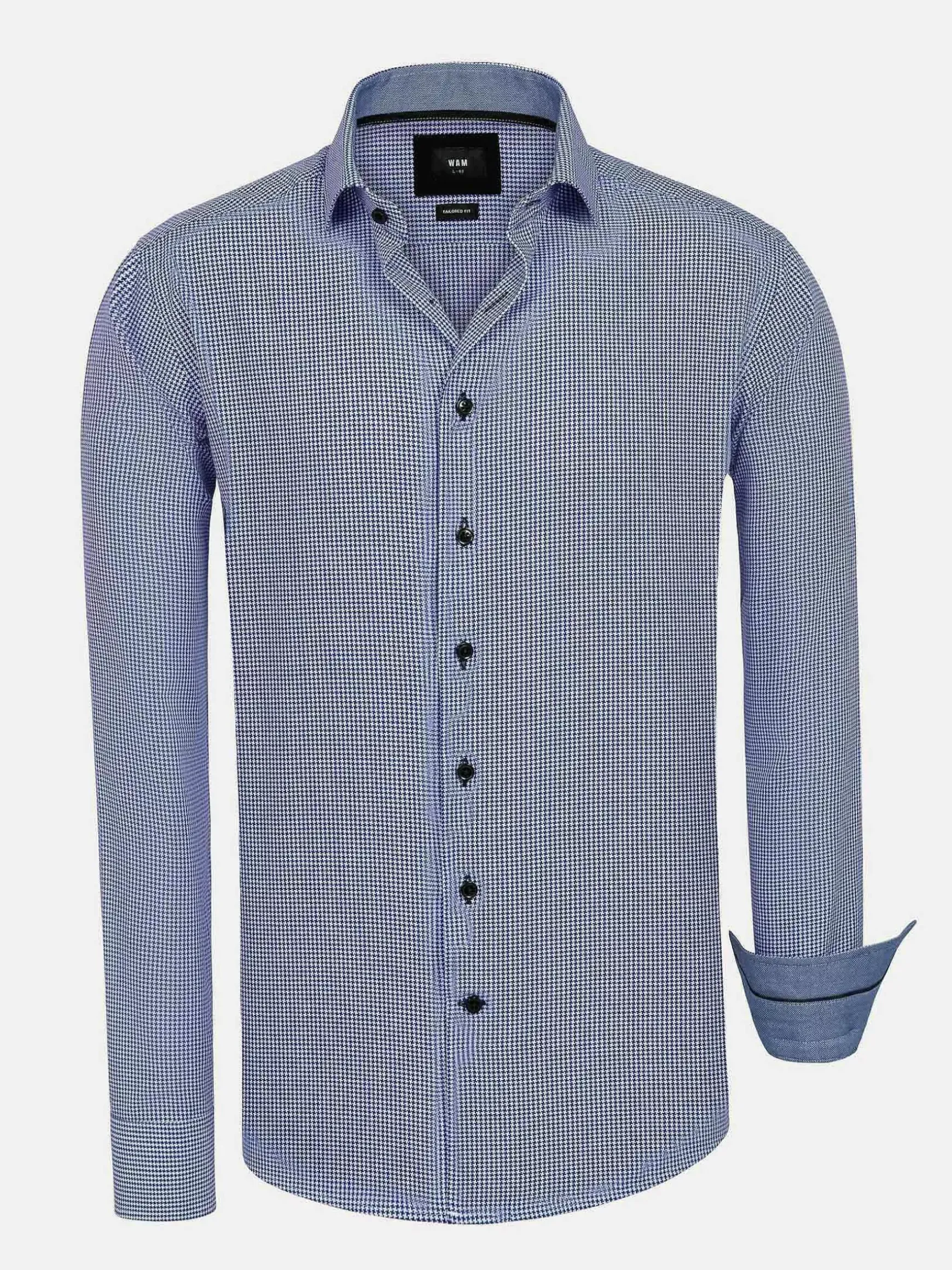 Vermilion Checkered Royal Blue Overhemd Lange Mouw