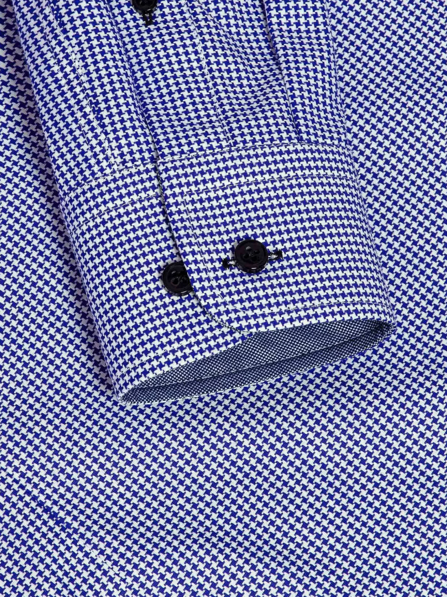 Vermilion Checkered Royal Blue Overhemd Lange Mouw